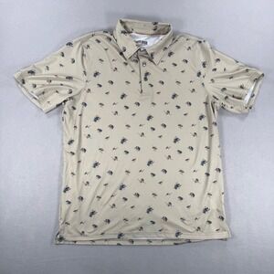 North River Outfitters Mens Tan Fly Fishing Lure Print Polo Shirt Medium M
